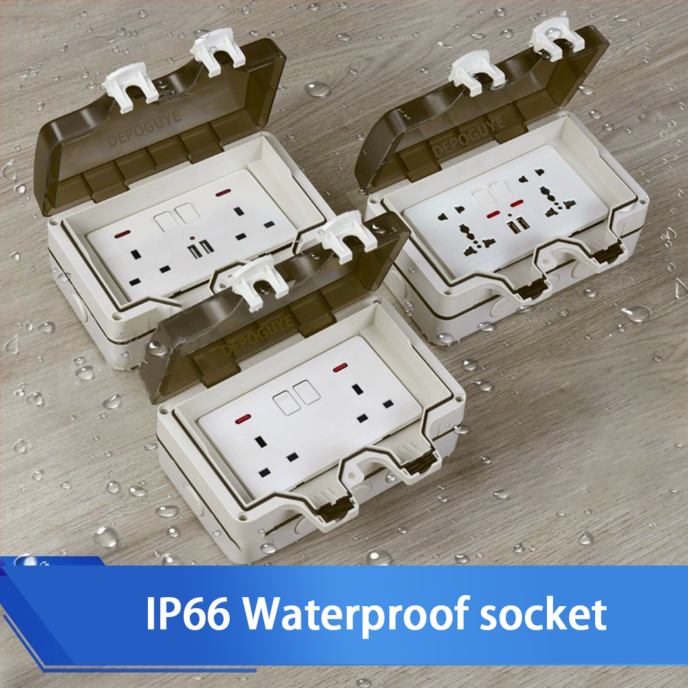 Kitchen Appliances Uk - IP66 Waterproof Socket Universal UK Dual