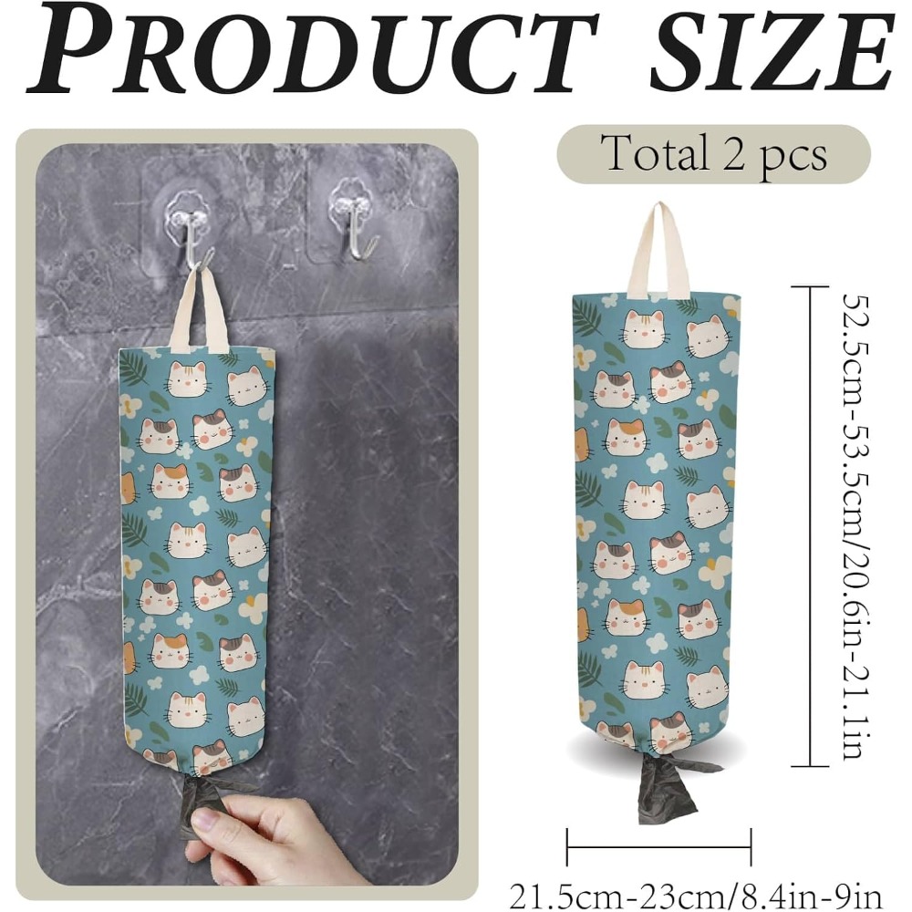 Kitchen Appliances Rack - 2Pcs Cloth Plastic Bag Holder Cat