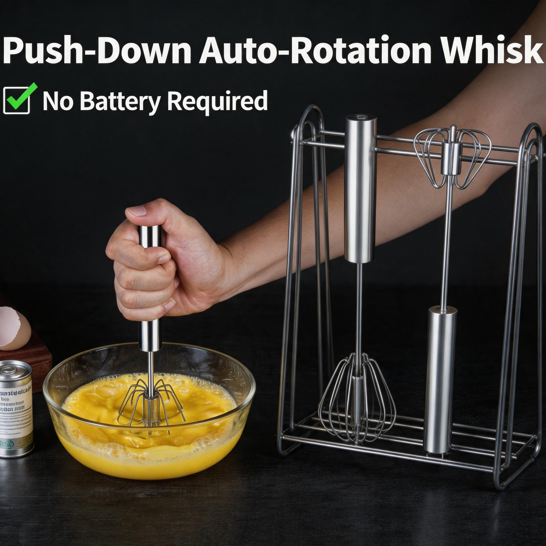 Kitchen Appliances Australia - Stainless Steel Egg Beater Durable Semi-Automatic
