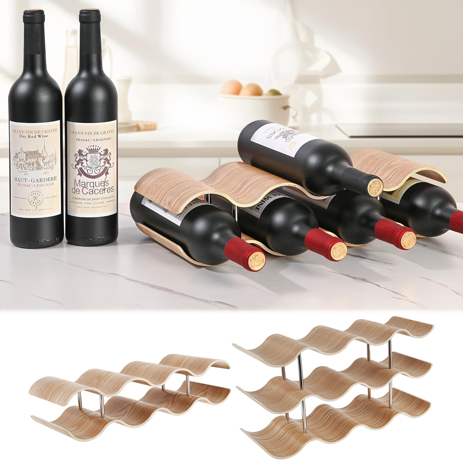 2/3-Tier Wooden Wine Rack Wavy – Kitchen Appliances Rack Bewertung und Preis